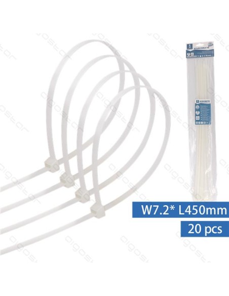 FASCETTE PER CABLAGGIO IN NYLON COLORE BIANCO 7,2X450mmCF.20 PZ