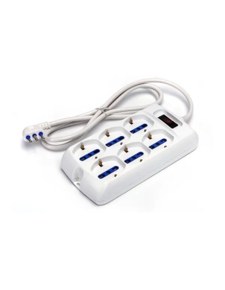 Multipresa a 6 vie con interruttore 10A 1,5m 3G1.0mm² bianca