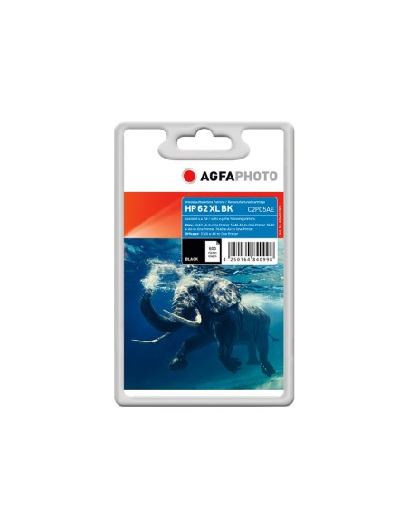 ORIGINALE Agfa Photo Cartuccia d'inchiostro nero APHP62BXL Agfa Photo ~600 pagine compatibile con HP 62 XL (C2P05AE)