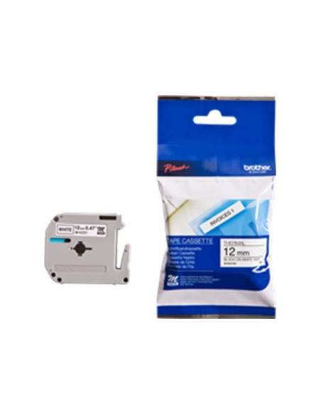 ORIGINALE Brother Nastro Nero su bianco M-K231BZ M-K231 12 mm x 8 m, non laminato