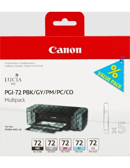 ORIGINALE Canon Multipack nero / ciano / magenta / giallo / Rosso PGI-72 6402B009 5 cartucce PGI-72: MBK +C +M +Y +R