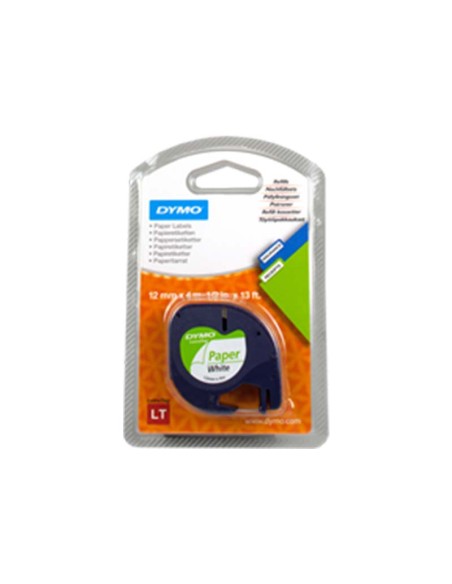 ORIGINALE DYMO Nastro nero su bianco S0721520 LetraTAG LetraTAG banda di carta, 12mm x 4m