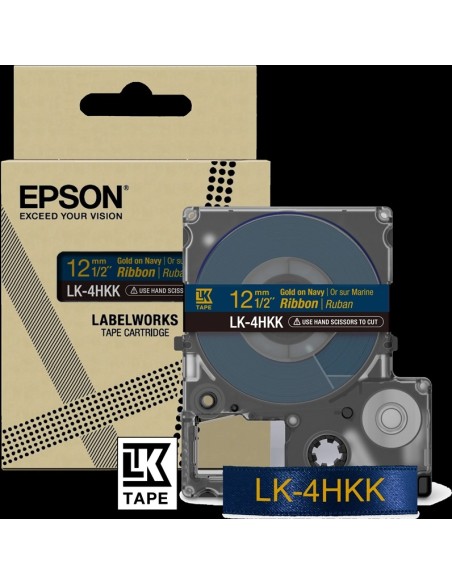 ORIGINALE Epson Nastro LK-4HKK C53S654002 Nastro satinato per etichettatrici Epson LK-4HKK oro/blu 12 mm (5 m)
