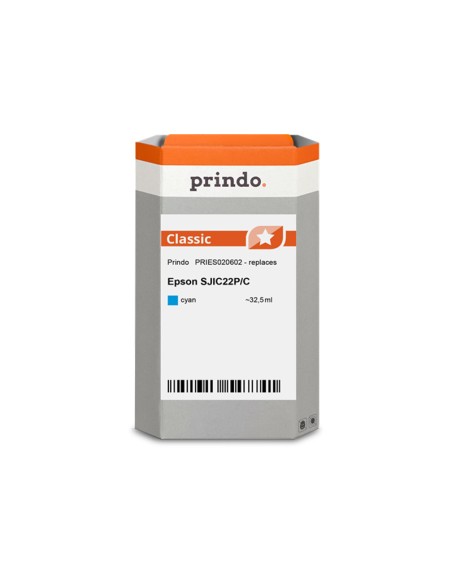 ORIGINALE Prindo Cartuccia d'inchiostro ciano PRIES020602 compatibile con Epson SJIC22P/C (C33S020602)