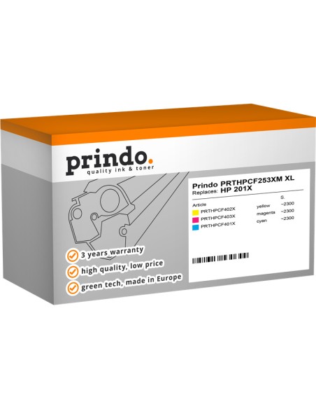 ORIGINALE Prindo Multipack ciano / magenta / giallo PRTHPCF253XM compatibile con HP 201X (CF253XM)