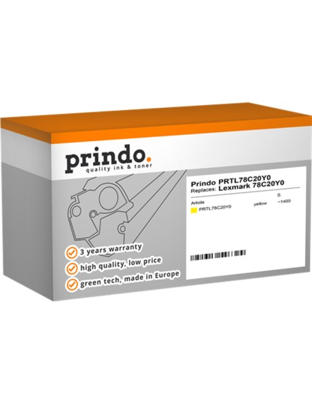 ORIGINALE Prindo toner giallo PRTL78C20Y0  ~1400 pagine compatibile con Lexmark 78C20Y0