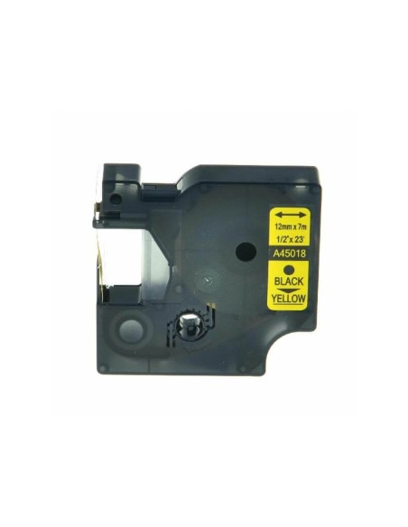 NASTRO COMPATIBILE DYMO D1 45018 12mm x 7m stampato nero, sfondo giallo S0720580